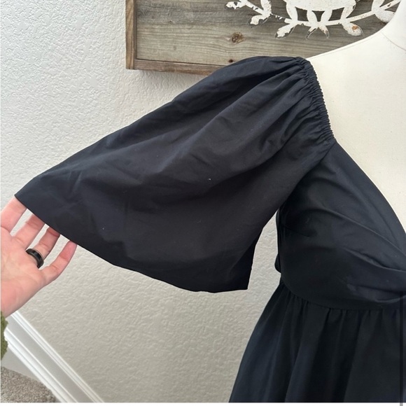 NWT Abercrombie & Fitch Womens Black Woven Sweetheart Neck Tie Back Midi Dress - Picture 3 of 7